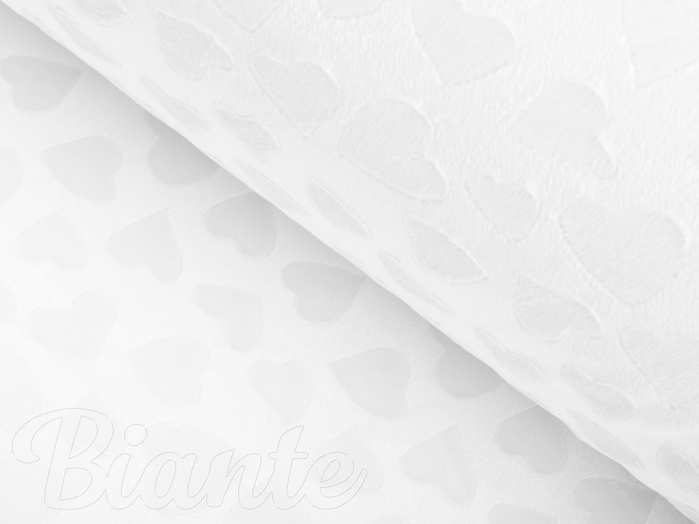 Dětská látka Minky hladká MKH-008 Srdíčka - Sněhově bílá - šířka 150 cm - Biante.cz Dětská látka Minky hladká MKH-008 Srdíčka - Sněhově bílá - šířka 150 cm - Biante.cz