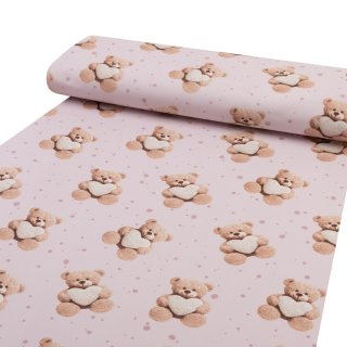 Dětská bavlněná látka/plátno Sandra SA-723 Medvídci se srdíčky na fialkovém - šířka 160 cm - detail 1 - Biante.cz