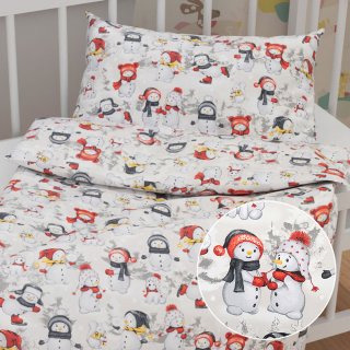 Dětské bavlněné povlečení do postýlky Sandra SA-661 Sněhuláci na světle šedém - Biante.cz Dětské bavlněné povlečení do postýlky Sandra SA-661 Sněhuláci na světle šedém - Biante.cz