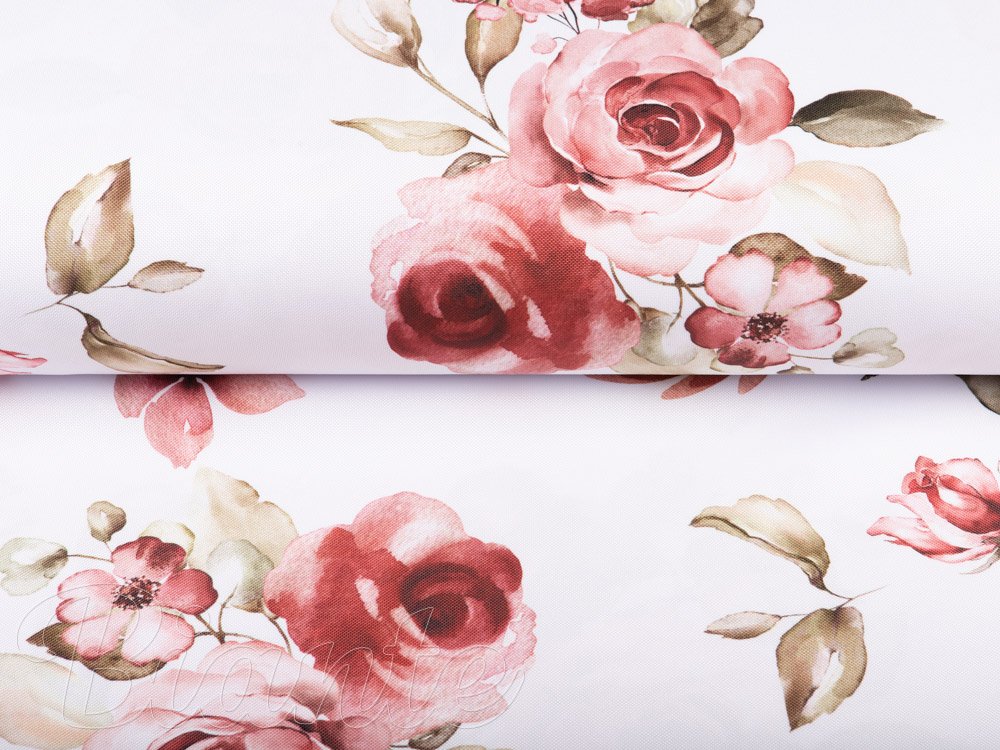 Teflonová látka na ubrusy TF-023 Červené růže na bílém - šířka 155 cm - detail 3 - Biante.cz