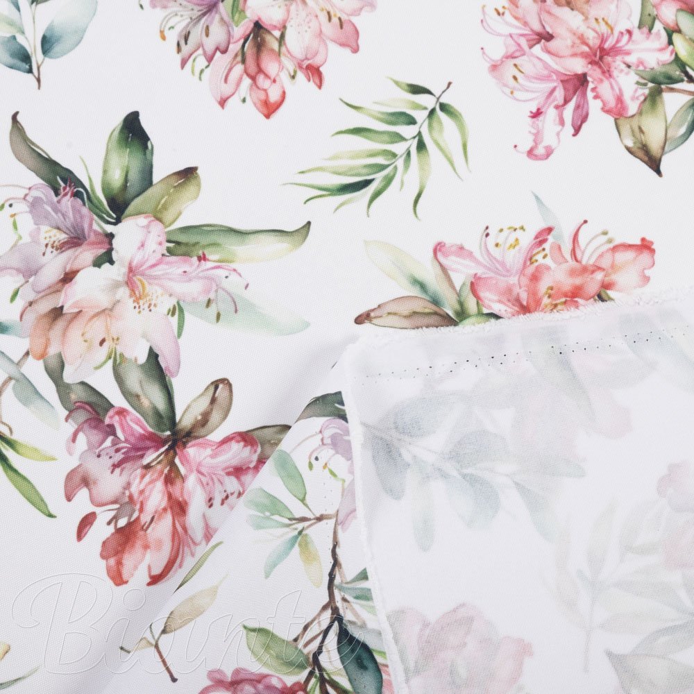 Teflonová látka na ubrusy TF-134 Akvarelové květy rododendronu na bílém - šířka 155 cm - detail 5 - Biante.cz