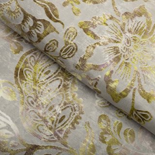 Zamatová látka Tamara TMR-055 Abstraktné zelené kvety na zelenosivom - šírka 150 cm - Biante.sk