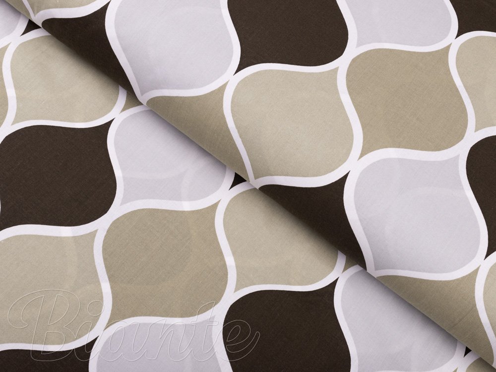 Bavlněná látka/plátno Sandra SA-303 Hnědo šedé designové vlny - šířka 220 cm - Biante.cz