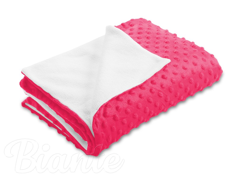 Dětská oboustranná deka Minky puntíky/Polar MKP-009 Fuchsiová - Biante.cz