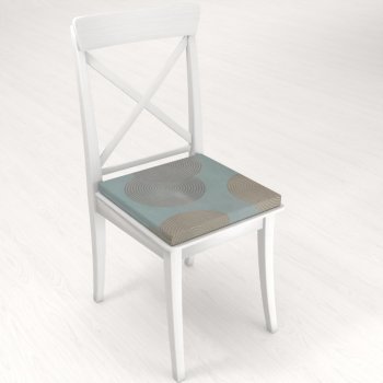 Sametový čtvercový podsedák Tamara TMR-058 Designové kruhy na modrošedém - 38x38x3 cm - detail 1 - Biante.cz