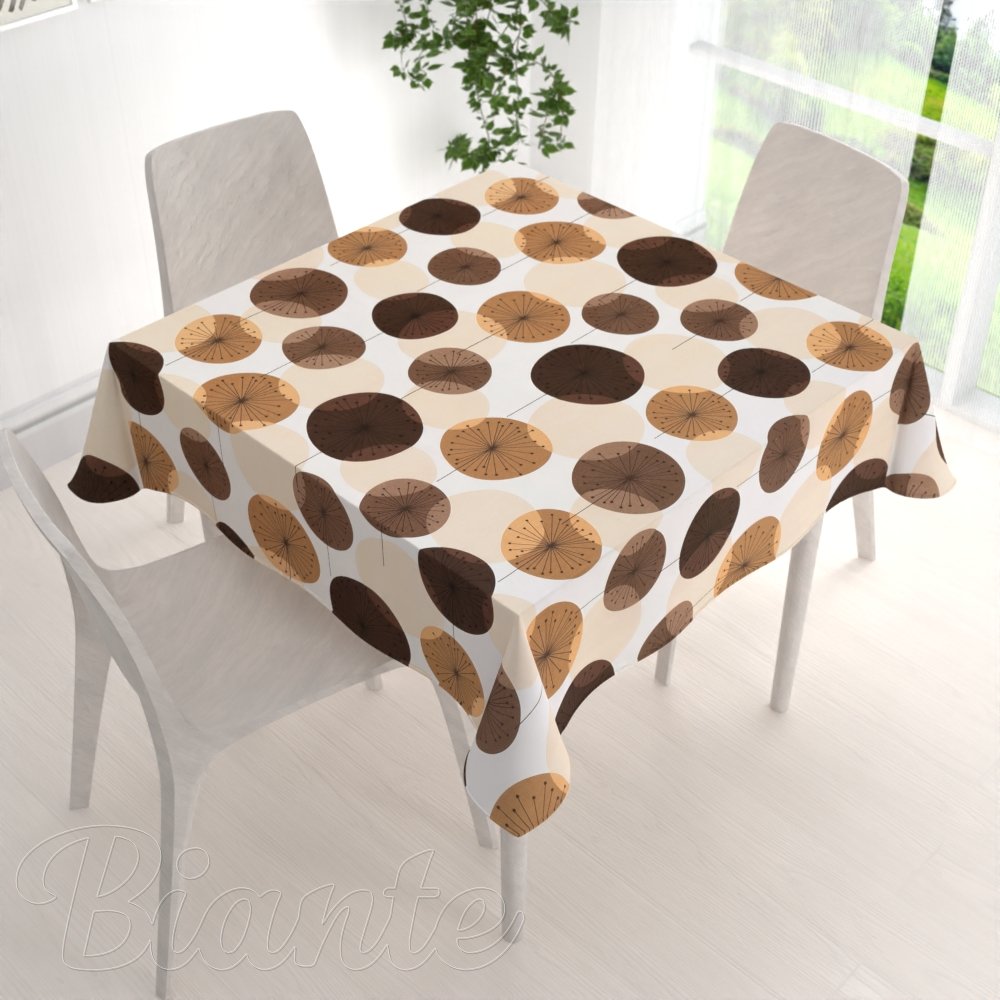 Bavlněný čtvercový ubrus Sandra SA-488 Hnědo-béžové designové pampelišky - detail 1 - Biante.cz Bavlněný čtvercový ubrus Sandra SA-488 Hnědo-béžové designové pampelišky - detail 1 - Biante.cz