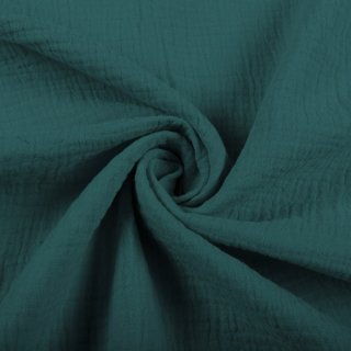 Mušelín dvojitá gázovina MSN-043 Tmavá petrolejově zelená - metráž šířka 160 cm - Biante.cz