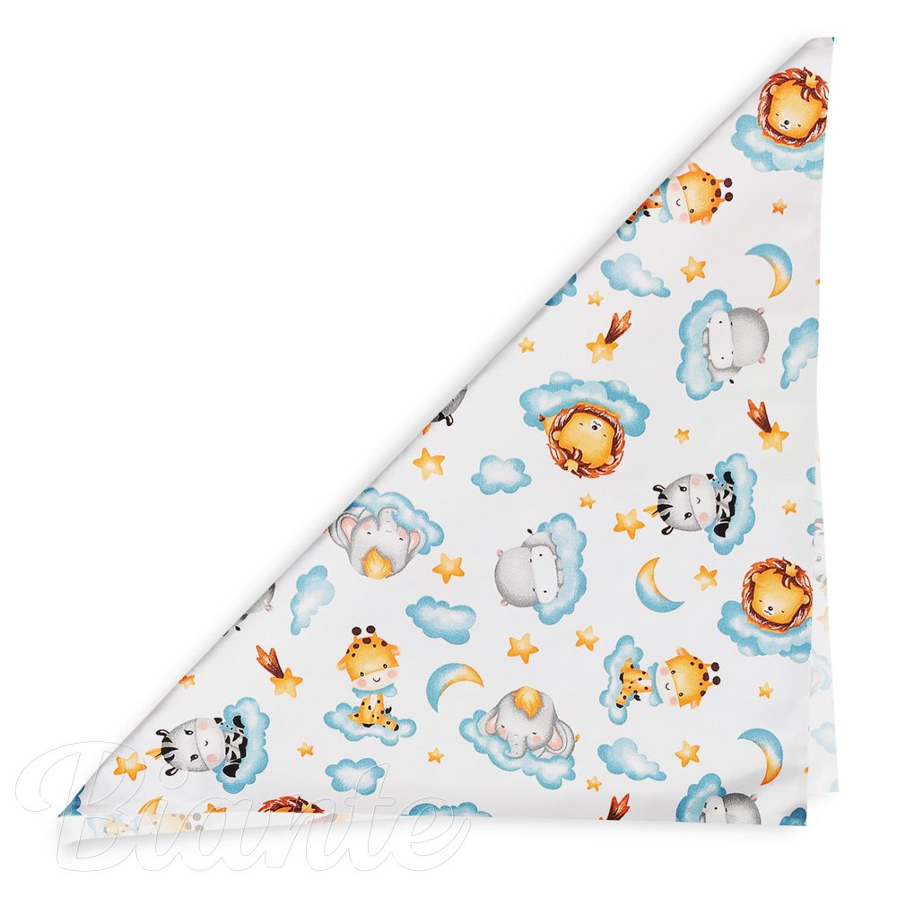 Dětský bavlněný šátek Sandra SA-693 Africká zvířátka na modrých obláčcích na bílém - detail 1 - Biante.cz