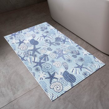 Koupelnová pěnová rohož / předložka PRO-064 Modré mořské hvězdice a mušle - metráž šířka 65 cm - detail 1 - Biante.cz