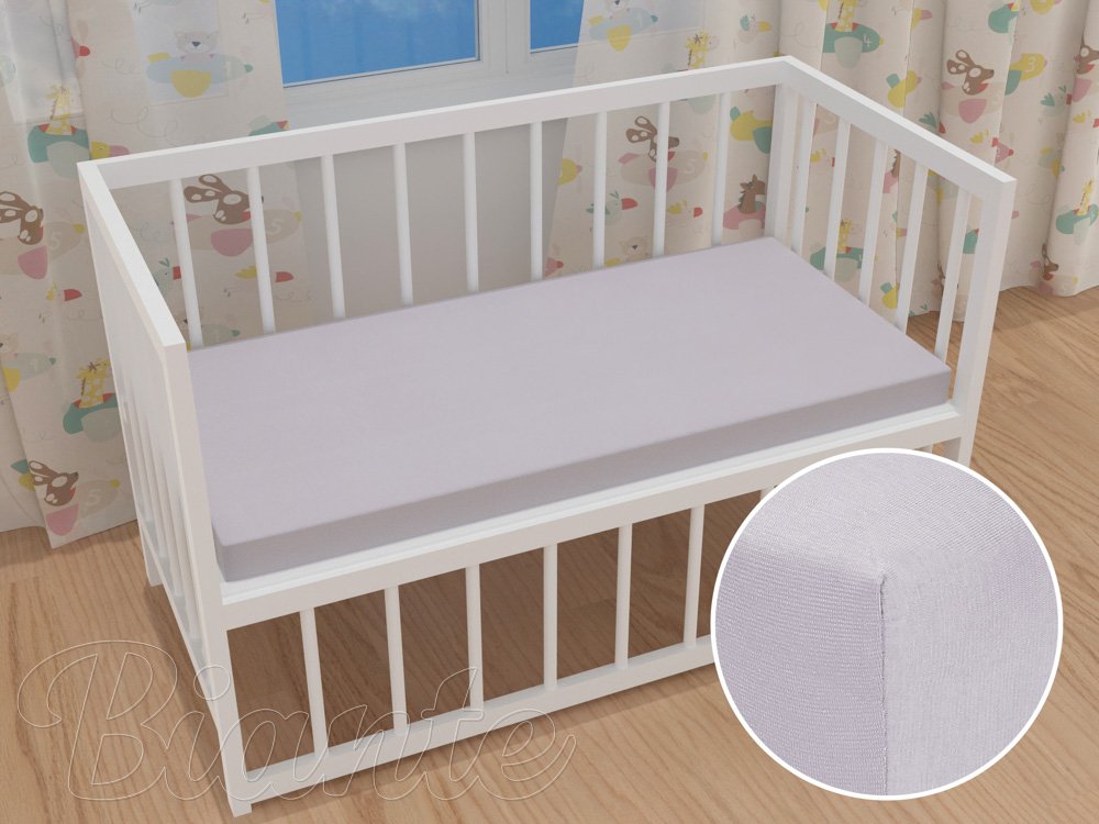 Dětské jersey napínací prostěradlo do postýlky JR-028 Světle šedé - Biante.cz Dětské jersey napínací prostěradlo do postýlky JR-028 Světle šedé - Biante.cz