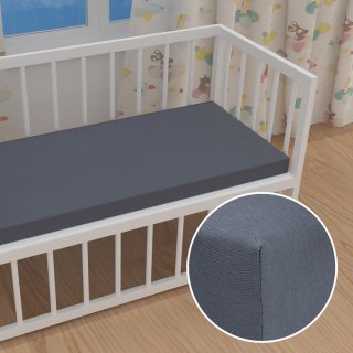 Dětské jersey napínací prostěradlo do postýlky JR-029 Antracitově šedé - Biante.cz