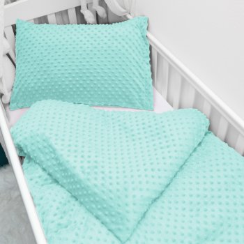 Dětské povlečení do postýlky Minky TOP 3D puntíky MKP-055 Světle mintové - Biante.cz