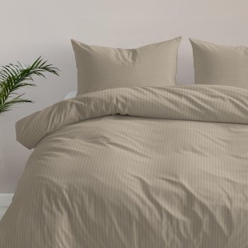 Damaškové posteľné obliečky Atlas Grádl DM-022 Latte - pásiky 1 cm - Biante.sk