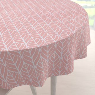 Bavlněný kulatý ubrus Sandra SA-211 Listy na starorůžovém - Biante.cz