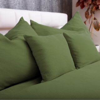 Mušelínové posteľné obliečky Nature MSN-022 Tmavé olivovo zelené - detail 1 - Biante.sk Mušelínové posteľné obliečky Nature MSN-022 Tmavé olivovo zelené - detail 1 - Biante.sk