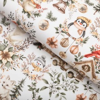 Bavlnená látka/plátno Sandra SA-709 Zimná rozprávka zeleno-hnedá na bielom - šírka 160 cm - Biante.sk Bavlnená látka/plátno Sandra SA-709 Zimná rozprávka zeleno-hnedá na bielom - šírka 160 cm - Biante.sk