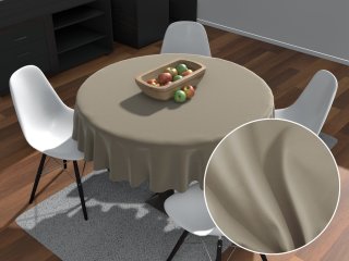 Velký kulatý bavlněný saténový ubrus ST-021 Latte - Biante.cz