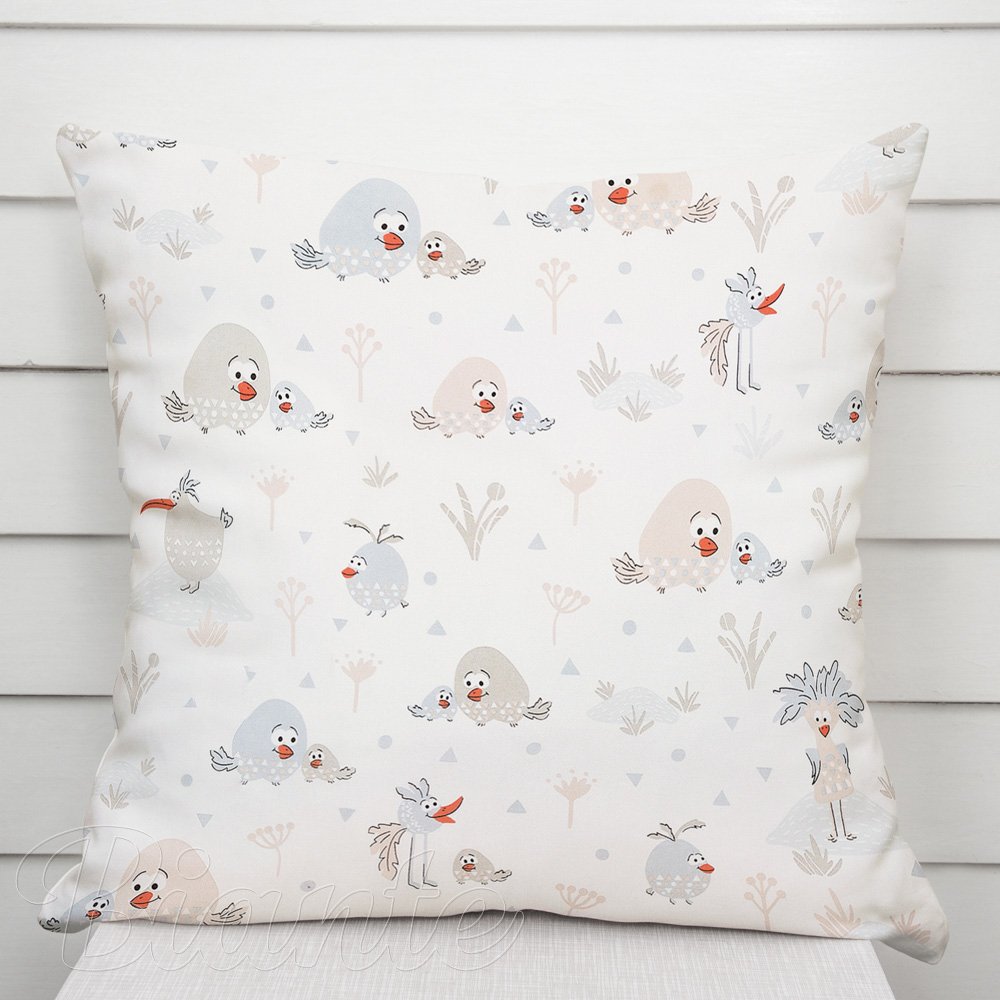 Detská bavlnená obliečka na vankúš Sandra SA-614 Veselé vtáčiky na bielom - Biante.sk
