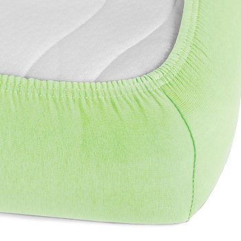 Jersey napínací prostěradlo na vysokou matraci JR-018 Pastelově zelené - detail 1 - Biante.cz Jersey napínací prostěradlo na vysokou matraci JR-018 Pastelově zelené - detail 1 - Biante.cz