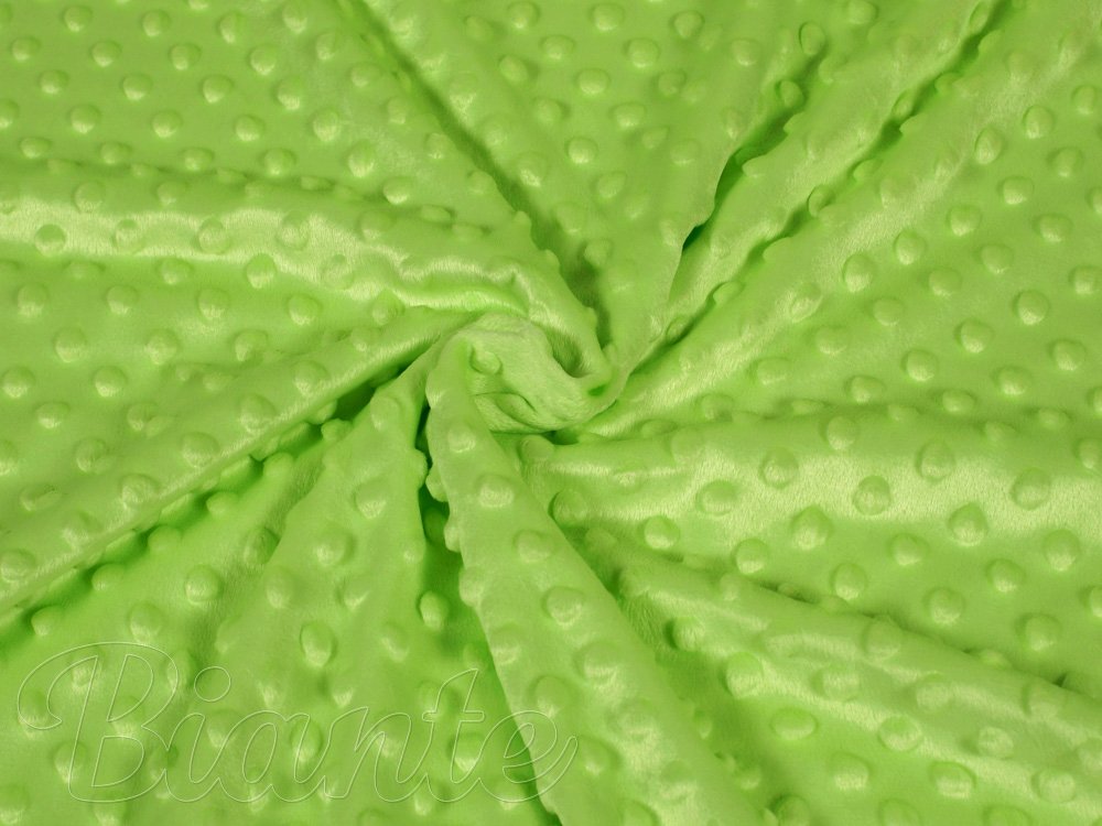 Dětská látka Minky 3D puntíky MKP-007 Hráškově zelená - šířka 150 cm - detail 1 - Biante.cz
