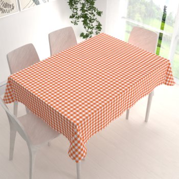 Dekorační obdélníkový ubrus Rebeka RE-005 Oranžovo-bílá kostka střední - detail 1 - Biante.cz