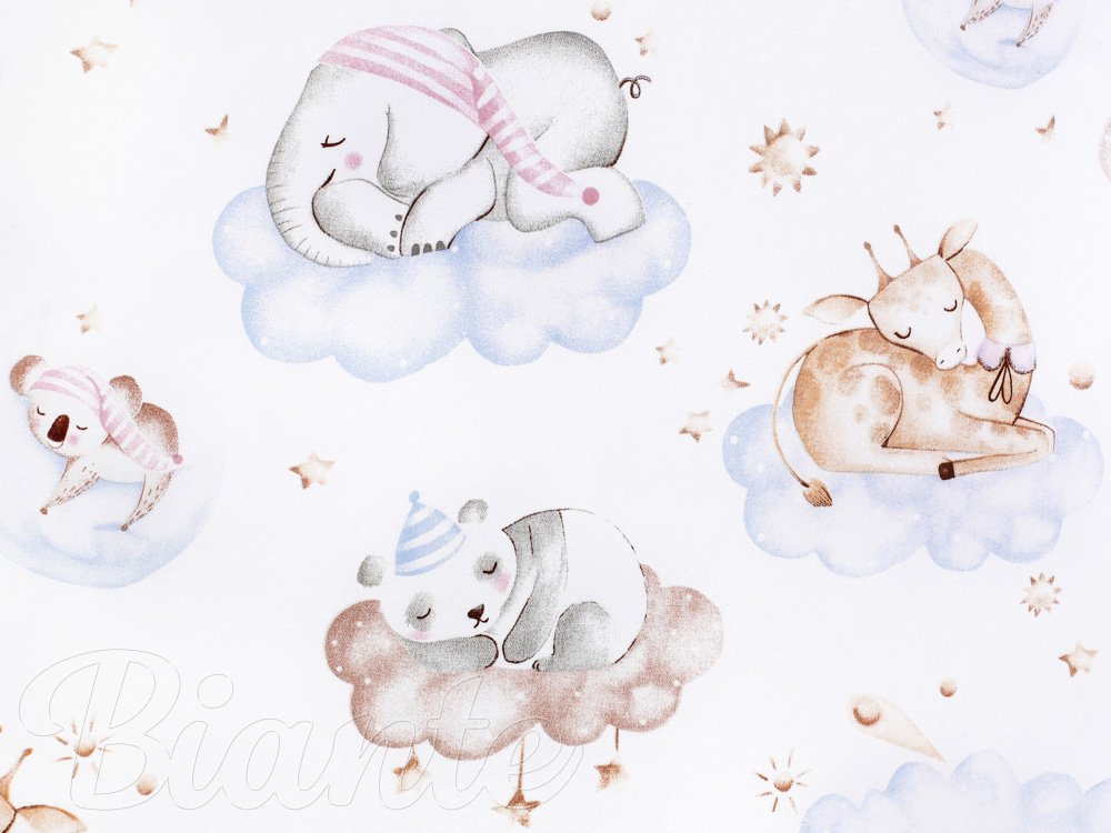 Dětská bavlněná látka/plátno Sandra SA-368 Spící zvířátka na obloze - šířka 160 cm - detail 3 - Biante.cz