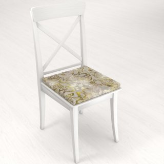 Sametový čtvercový podsedák Tamara TMR-055 Abstraktní zelené květy na zelenošedém - 38x38x3 cm - detail 1 - Biante.cz