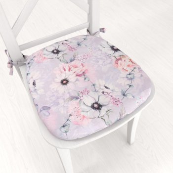 Oblý podsedák PML-068 Růžové květy na šedofialovém - 39x37x3 cm - Biante.cz