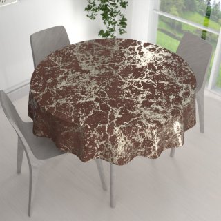 Veľký zamatový okrúhly obrus Isabela IBL-014 Zlatý mramor na červenohnedom - detail 1 - Biante.sk