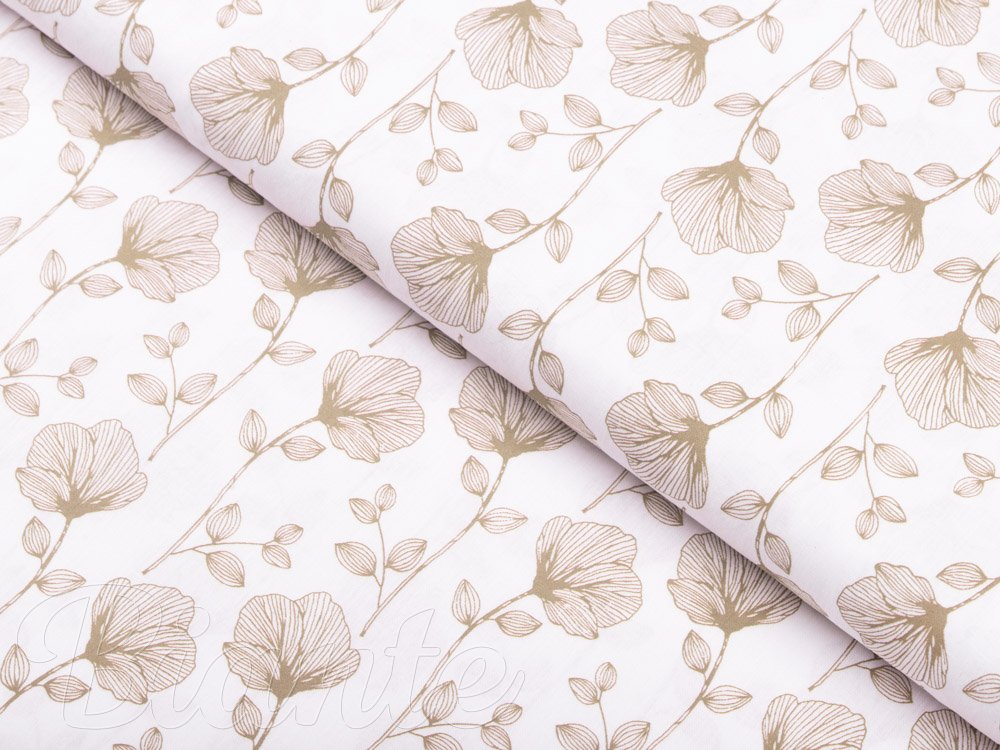 Bavlněná látka/plátno Sandra SA-252 Béžové polní kvítí - šířka 140 cm - Biante.cz