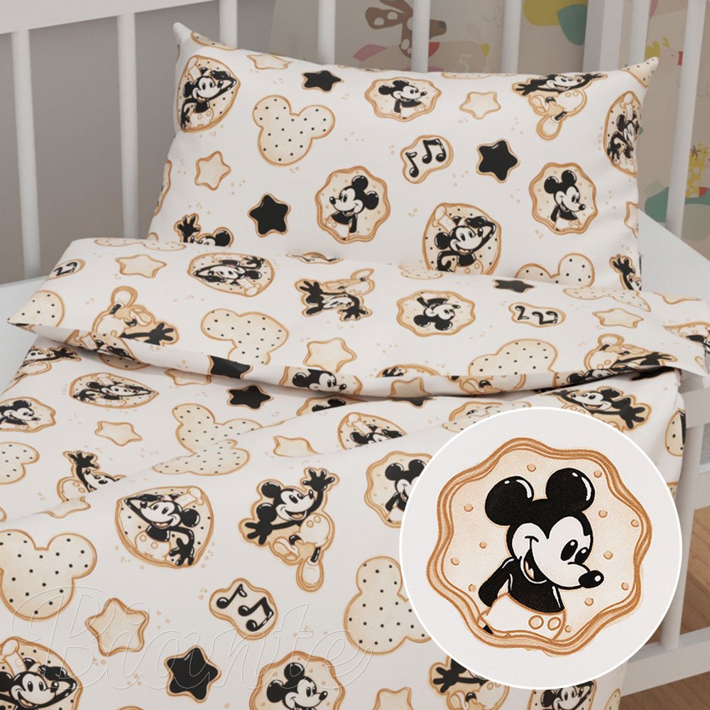 Dětské bavlněné povlečení do postýlky Sandra SA-642 Veselý myšák Miky - Biante.cz