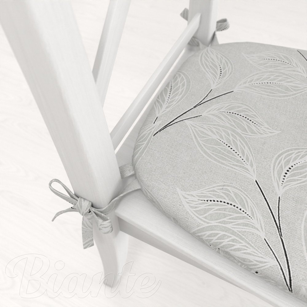 Oblý podsedák Leona LN-165 Pnoucí lístky na šedém - 39x37x3 cm - detail 1 - Biante.cz