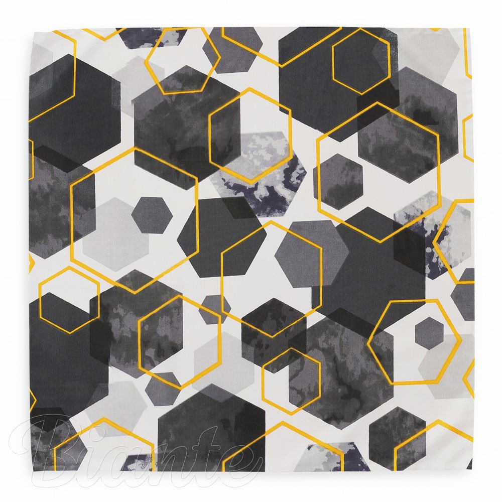Bavlněný šátek Sandra SA-568 Šedo-modrofialové mramorové hexagony na bílém - detail 2 - Biante.cz