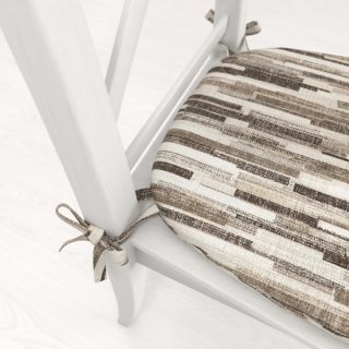 Oblý podsedák Leona LN-176 Hnedo-béžové pásiky - 39x37x3 cm - detail 1 - Biante.sk