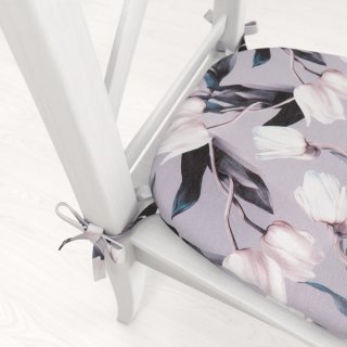 Oblý podsedák PML-034 Biele tulipány na sivom - 39x37x3 cm - detail 1 - Biante.sk
