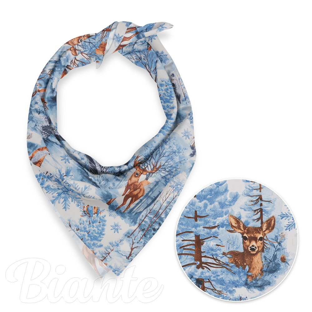Dětský bavlněný šátek Sandra SA-674 Lesní zvířata v zimním lese na modrém - Biante.cz
