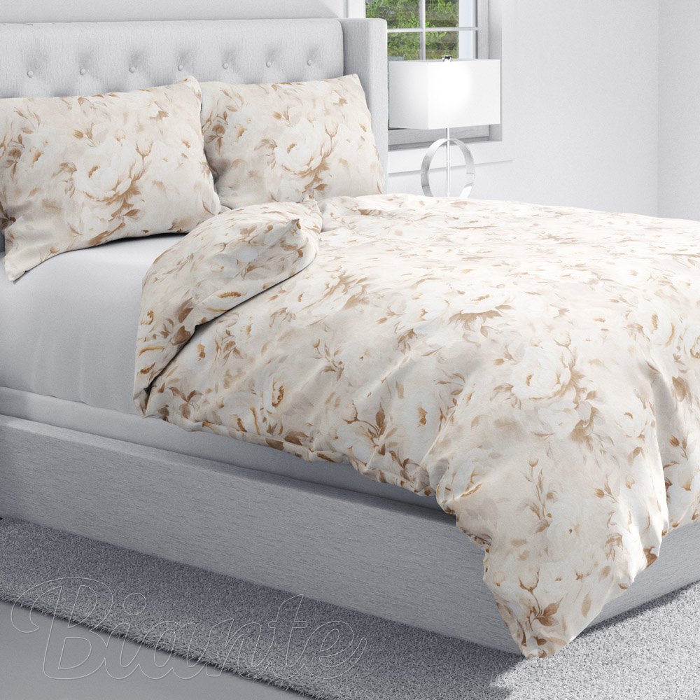 Bavlněné ložní povlečení Sandra SA-519 Pivoňky na béžovém - detail 1 - Biante.cz