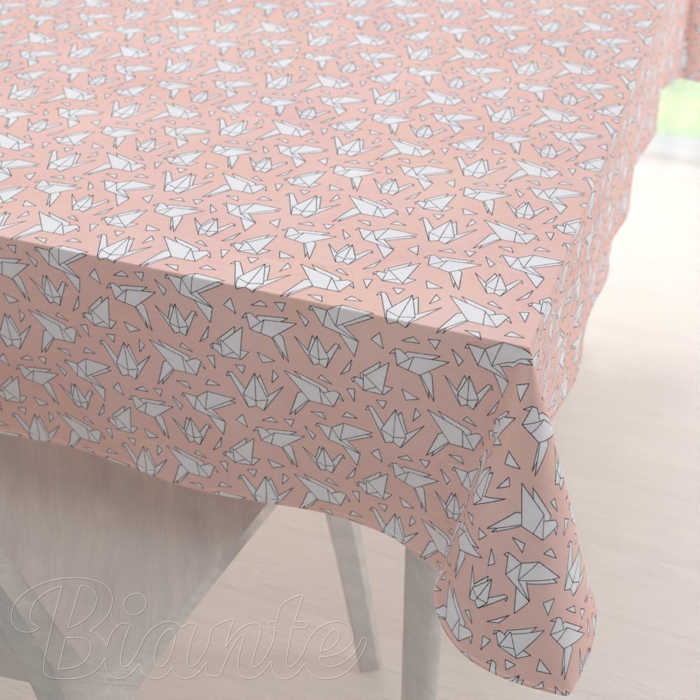 Dekorační obdélníkový ubrus Leona LN-044 Origami ptáci na lososovém - Biante.cz Dekorační obdélníkový ubrus Leona LN-044 Origami ptáci na lososovém - Biante.cz