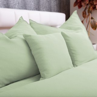 Mušelínové ložní povlečení Nature MSN-067 Pastelově pistáciové - detail 1 - Biante.cz