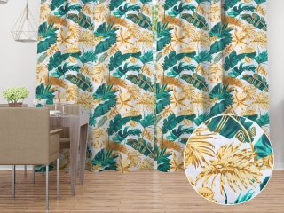 Bavlnený záves na mieru Sandra SA-245 Zelené a zlaté tropické listy - Biante.sk Bavlnený záves na mieru Sandra SA-245 Zelené a zlaté tropické listy - Biante.sk
