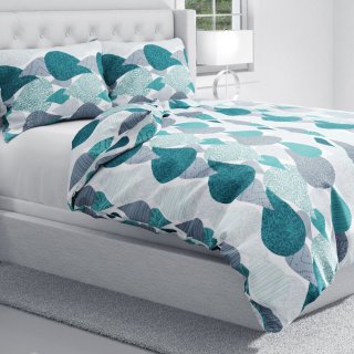 Bavlněné ložní povlečení Sandra SA-444 Šedo-petrolejové kapky s ornamenty - detail 1 - Biante.cz Bavlněné ložní povlečení Sandra SA-444 Šedo-petrolejové kapky s ornamenty - detail 1 - Biante.cz