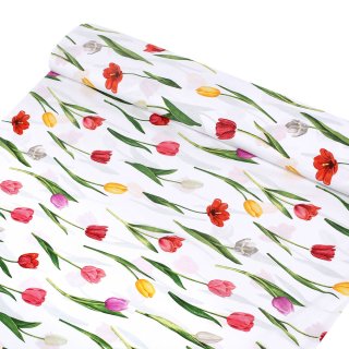 Bavlněná látka/plátno Sandra SA-506 Tulipány na bílém - šířka 220 cm - detail 1 - Biante.cz
