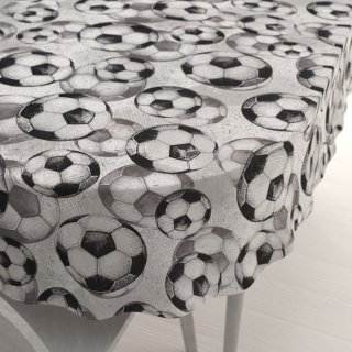 Detský bavlnený oválny obrus Sandra SA-776 Čierno-sivé futbalové lopty - Biante.sk