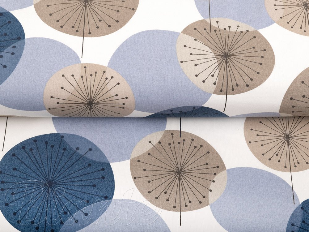 Bavlněná látka/plátno Sandra SA-446 Modro-hnědé designové pampelišky - šířka 160 cm - detail 2 - Biante.cz