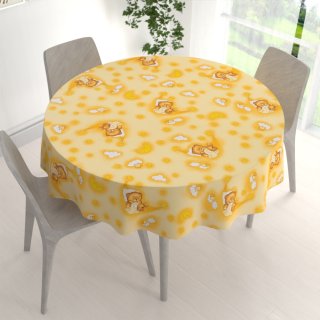 Dětský bavlněný kulatý ubrus Sandra SA-727 Spící medvídci na žlutooranžovém - detail 1 - Biante.cz