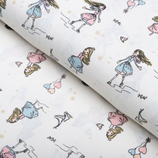 Dětská bavlněná látka/plátno Sandra SA-261 Krasobruslařky na krémovém - šířka 140 cm - Biante.cz