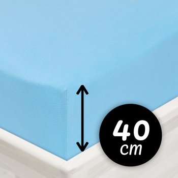 Jersey napínací prostěradlo na extra vysokou matraci JR-017 Azurově modré - Biante.cz Jersey napínací prostěradlo na extra vysokou matraci JR-017 Azurově modré - Biante.cz