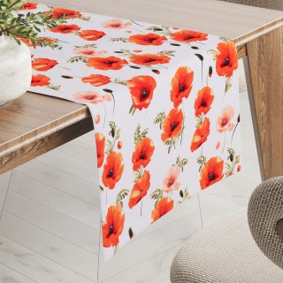 Teflonový běhoun na stůl TF-133 Červenooranžové vlčí máky na bílém - Biante.cz