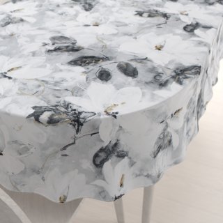 Sametový oválný ubrus Tamara TMR-006 Designové květiny na šedém - Biante.cz Sametový oválný ubrus Tamara TMR-006 Designové květiny na šedém - Biante.cz