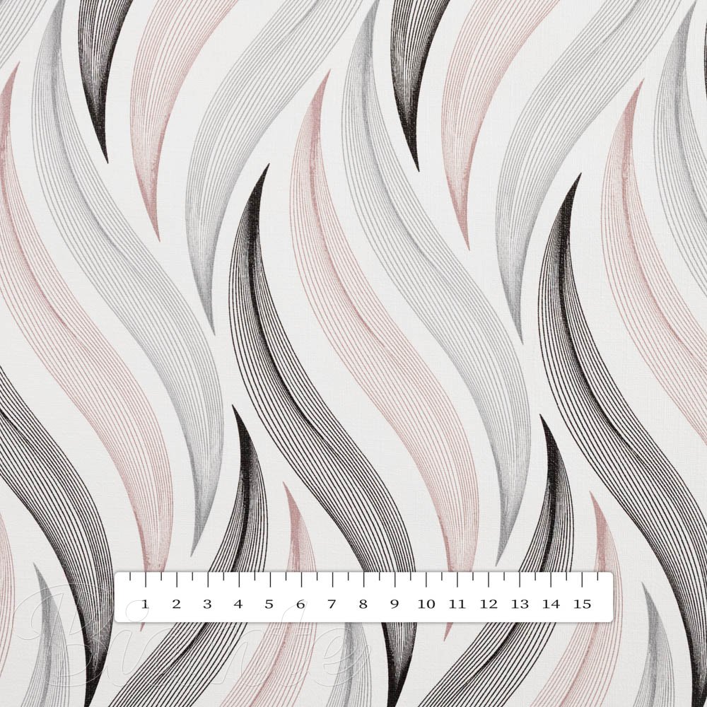 PVC obrus Sivo-čierno-vínové designové vlnky na bielom PV-199 - metráž š. 140 cm - detail 3 - Biante.sk